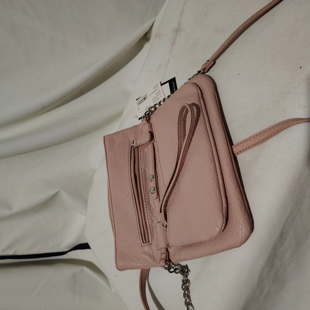 Nine west, pink purse, snap close, cross body strap - Picture 5 of 8